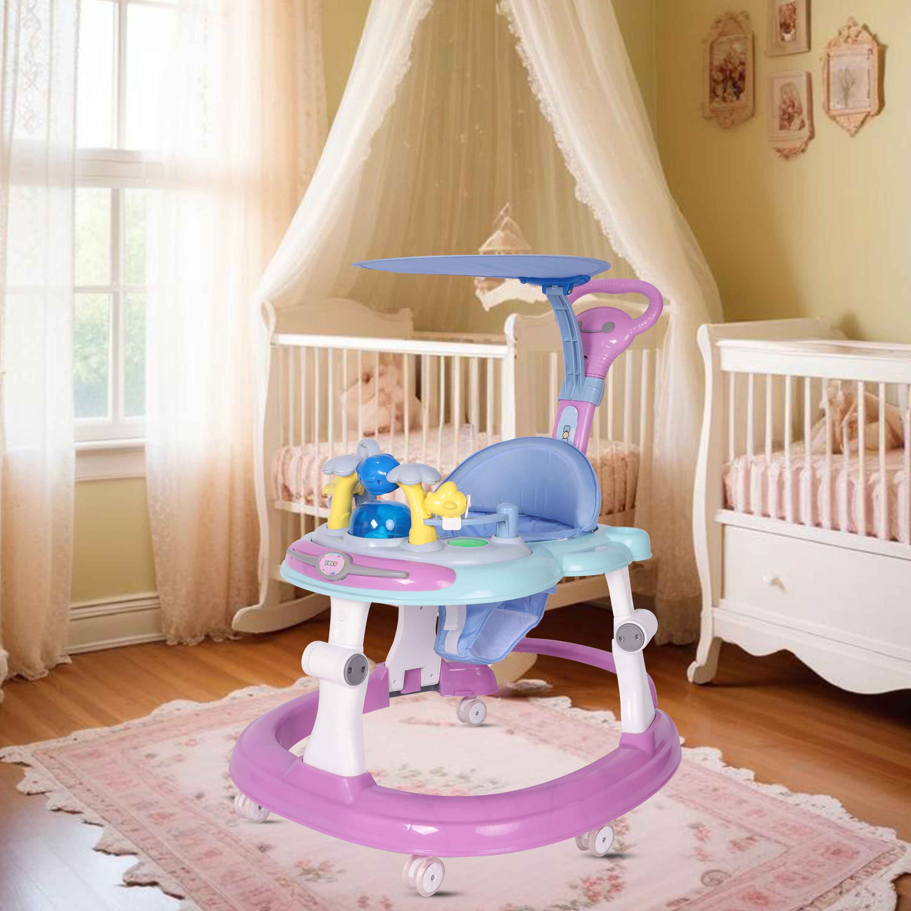 Koko Twita Baby Walker With Sun Shield - Pink